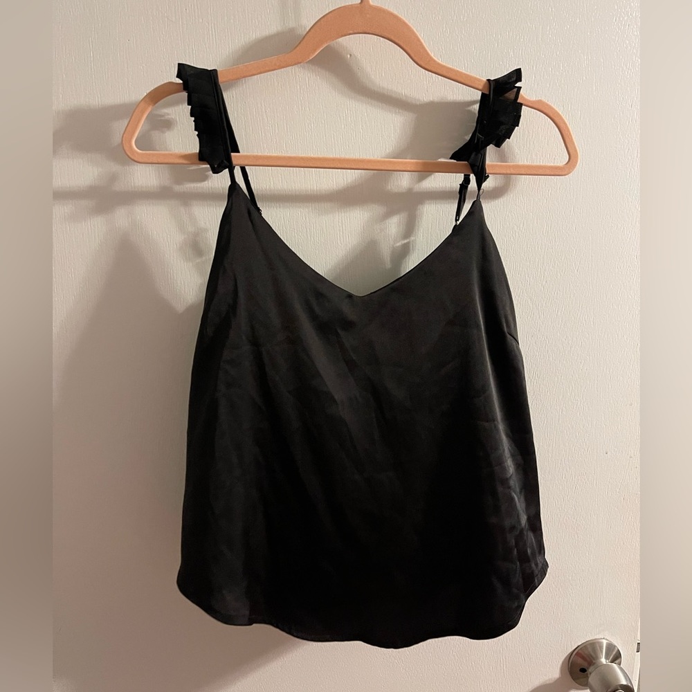 Black Satin Style Tank Top